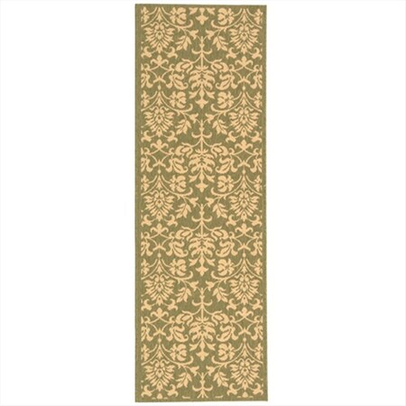 Safavieh 2 Ft. -4 In. X 6 Ft. -7 In. Runner Indoor-Outdoor Courtyard- Olive And Natural- Machine Made Rug CY3416-1E06-27